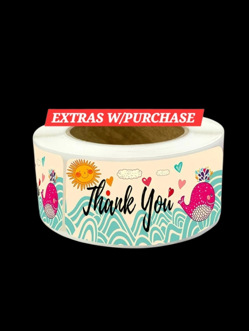 120ct. Thank You with Pink Whales and Teal Waves Bonus 3 Random Polymailers